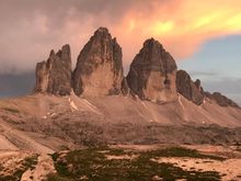 The Tre Cime di Lavaredo, or Three Peaks of Lavaredo (Drei Zinnen)