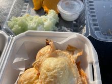 Mango sticky rice and coconut cakes for dessert