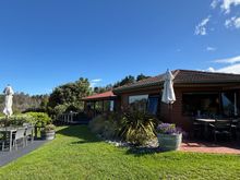 This is the back of the restaurant at the lodge. Has beautiful views of Kaitetiteri and its beach.
