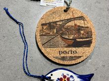 Souvenirs from this trip: 2 Xmas ornament. One cork and one porcelain. Both made in Portugal