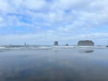 Sea mist and sea stacks in the distance at Second Beach, Olympic NP