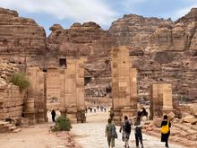Along the colonnaded street