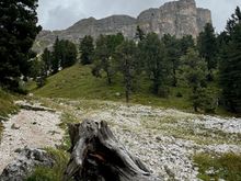 View back from rest break--those rounded cliffs in the upper right are where we were a few photos back