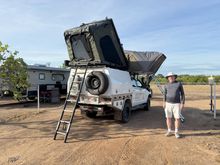 Tents up in Karumba. Pretty confortable, though getting up to pee at night wasn't fun.