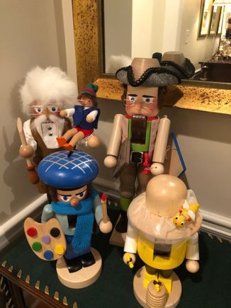 Back L to R:  Gepetto and Pinnochio, Ben Franklin
Front : Artist, beekeeper