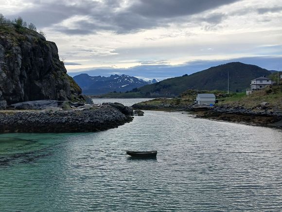 Lonely boat in the sheltered bay