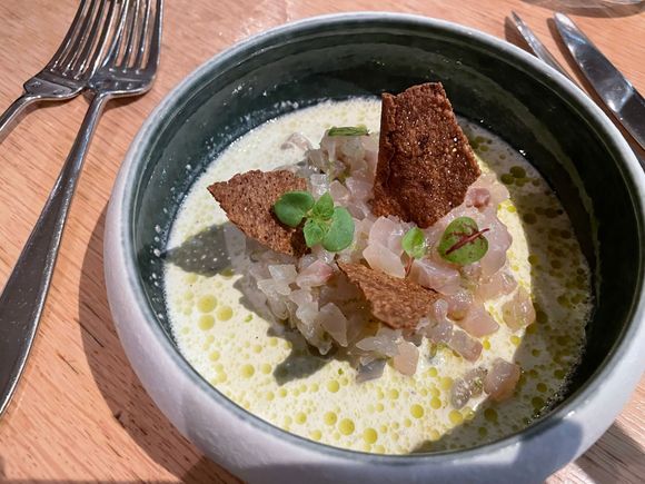 Sea bass gravelax tartare