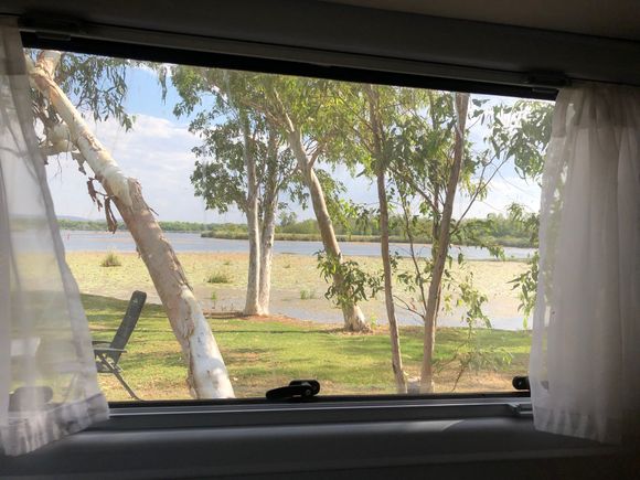 Our view... too hot outside. 