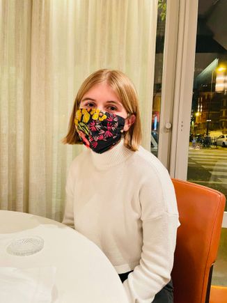 Kate at dinner. We went to Comice. 