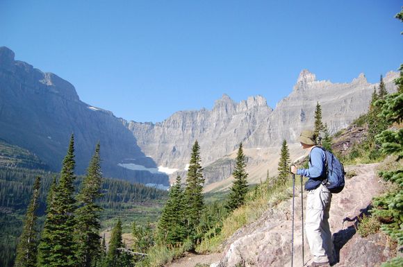 On the trail to Iceberg lake on the far side 