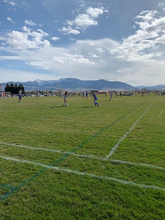 Pretty day in Bozeman. Daughter is in blue.