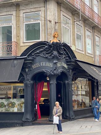 The Art Nouveau-style shops opposite one another 