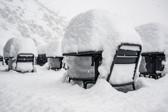 Terrace of a restaurant in the Rhone Valley, 600 metres above sea level