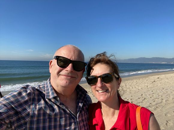 On the beach at last