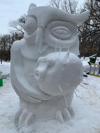 Ziggy, you made me do this!!!! Annual Snow Sculpting Competition in my community. This was the winner!!  Hootie and the Blowfish. 