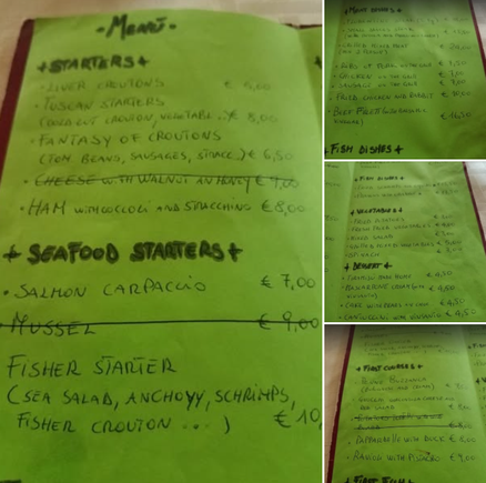 Handwritten menus from 2017.  I'll upload 2024 menus in a minute.