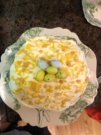 Aerial shot with candy eggs on top