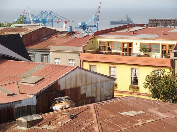 View from our room with car on roof