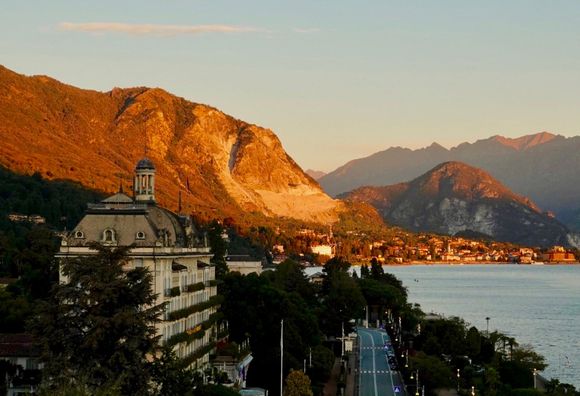 Sunrise from top of our hotel in Stresa