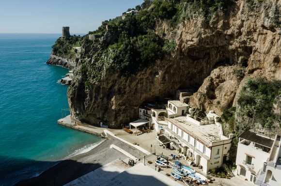 Then a quick glimpse of the lovely dollhouse that is tiny Marina di Praia hamlet and its cute harbor. Wedged between cliffs, it'd make an intriguing base for those who prefer the off-the-beaten-path.