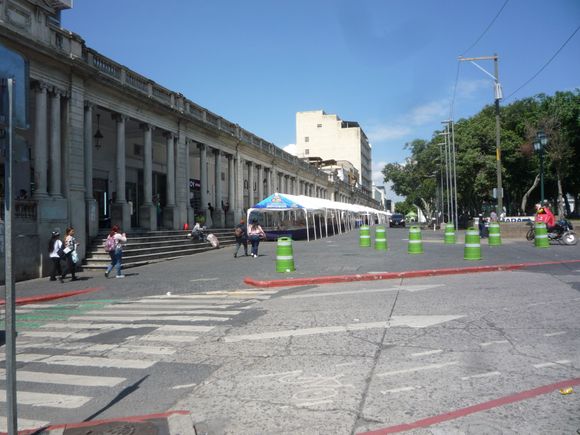 An invitingly long row of book stalls along the southern side of the plaza