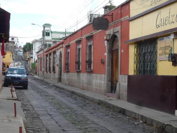 Typical street in the historic center of Xela.
