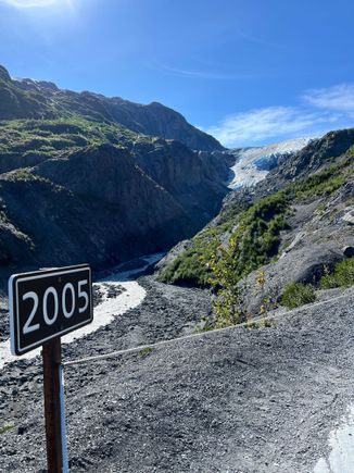 2005 extension; where the glacier ended then. You can see how far the glacier has retreated in 20 years 