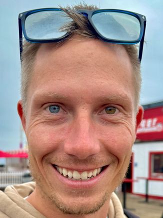 Have never seen a human being with two different colored eyes! He’s from Slovenia.