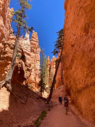 Hiking up on Navajo loopl at Bryce 