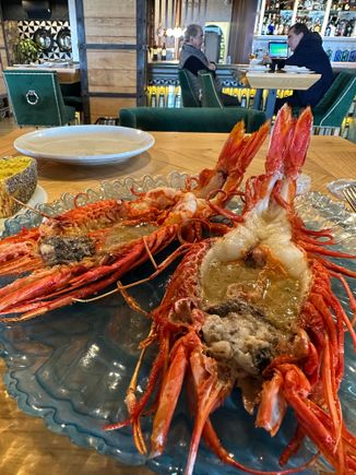 Pair of carabineros; view from y usual table in front room, facing the bar