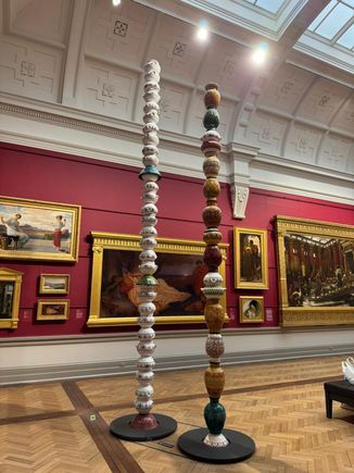 These columns are made from 140 ceramic vessels by Tayou from Cameroon. 