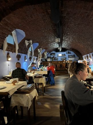 The interior of Crama Sibiu Vechi where we had dinner on our first night in Sibiu