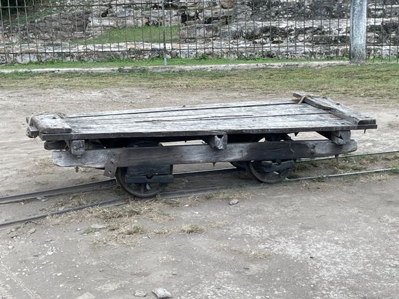 I don't know what this was used for but it's on tracks and runs up to the factory.