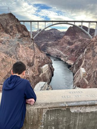 Looking at the new interstate bridge from top of the Dam
