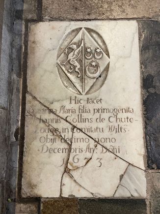 All around the Cathedral are floor plaques. Susanna here died in 1673, because of the water table here, there aren't any remains in the floor, the are for commemoration. 