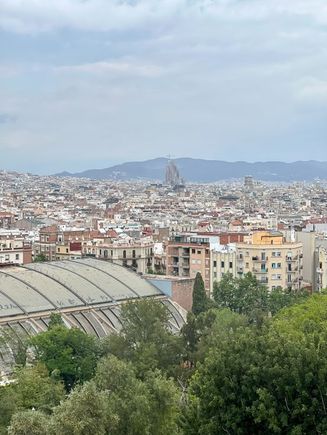 View from an outlook on Montjuic. You can see Sagrada Familia in the distance; it's scale is just amazing!