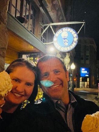 Ice cream at the Big Dipper (it’s a MT chain that originated in Missoula with fantastic ice cream. Our town is getting one right next to our favorite brewery!). I don’t know what the alien thing is on Nate’s face.