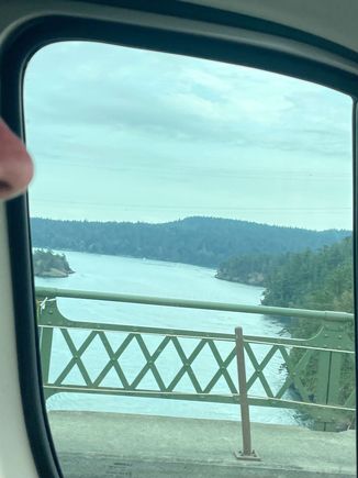 Going over the bridge. My nose apparently photo bombed this shot!