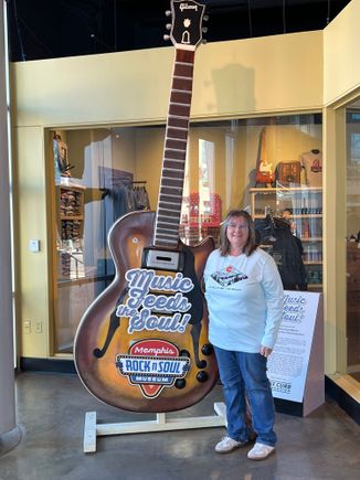 Bev at one of the museums we visited.