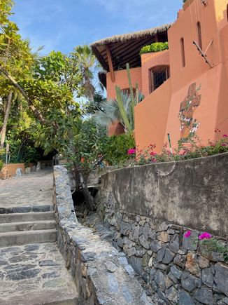 Looking back up the steps at one of the condos