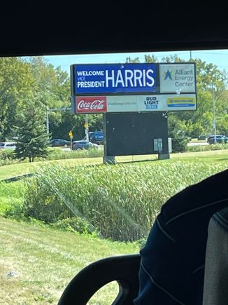 On the shuttle, the marquee that greeted us at the Alliant Center. 