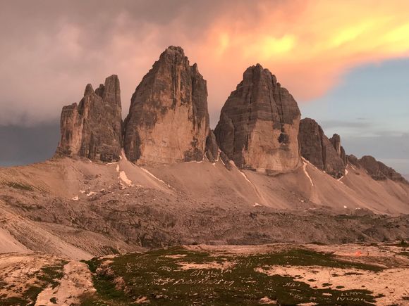 The Tre Cime di Lavaredo, or Three Peaks of Lavaredo (Drei Zinnen)