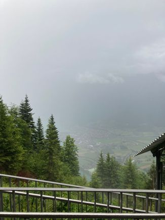 View of Interlaken from rain shelter atop Harder Kulm