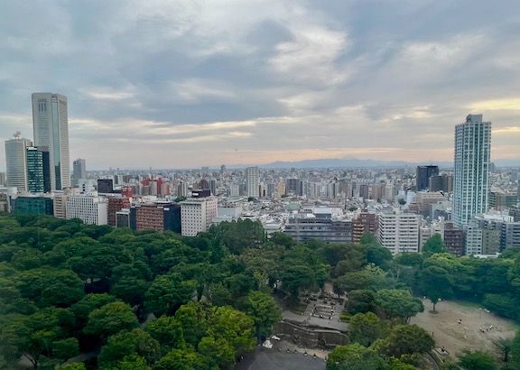 View from our room, Hyatt Regency Shinjuku. If you look closely, Mt. Fuji is visible to the left of the building on the right side of the photo.