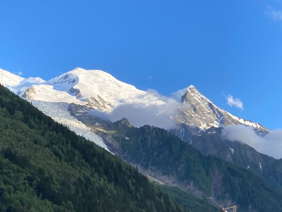 View from hotel balcony; after 3 days, we finally can see the mountain before we depart