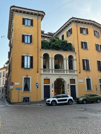 The exterior of our hotel in Milan, the Hotel Gran Duca Di York