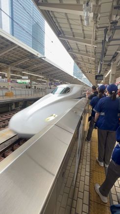 The sleek Shinkansen arriving into Tokyo.