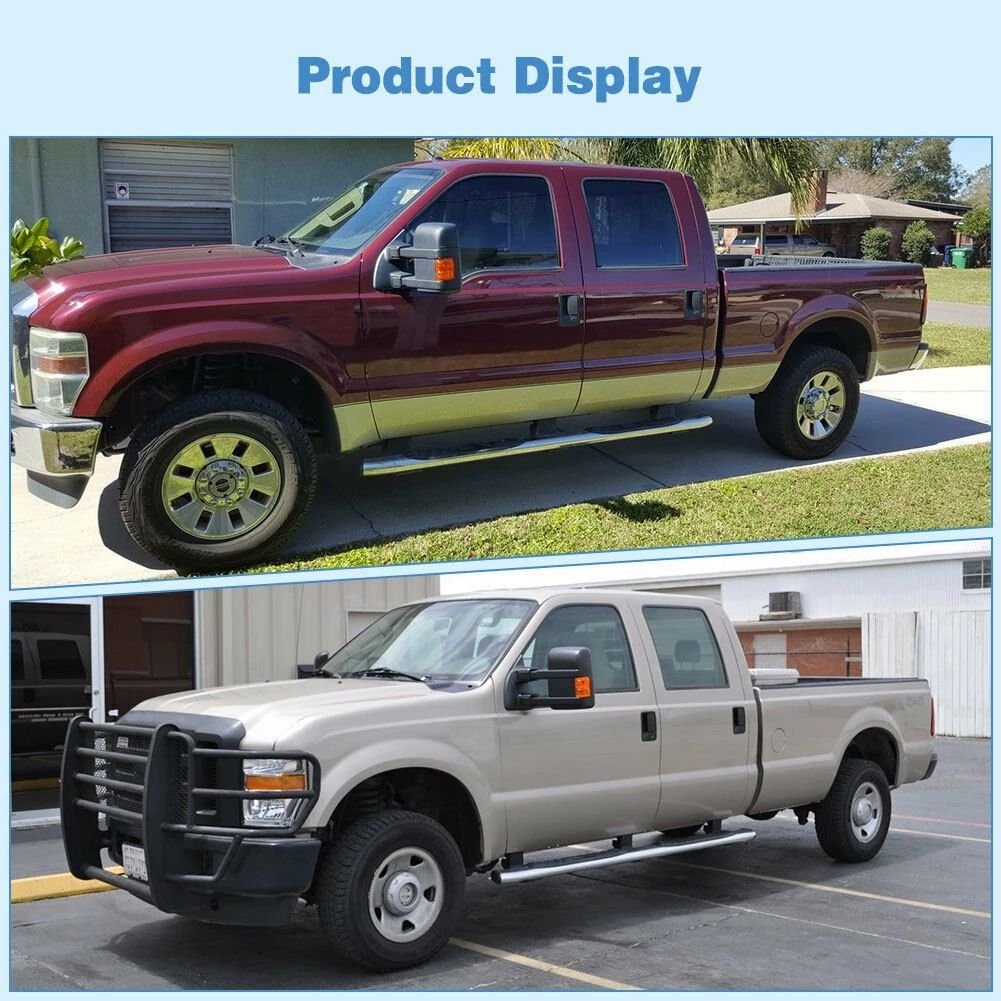 Towing & Hauling For Ford E-350 Super Duty Passenger Side Power Heated Tow Mirror For 2008-2016 Ford F250 F350 F450 Super Duty - Black, Textured Ford Super Duty Tow Mirror - Foto 3