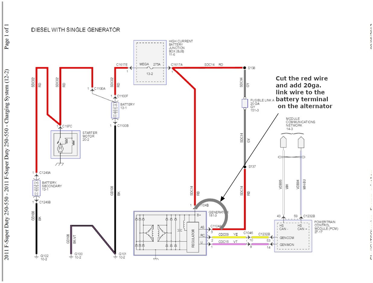 2011 6.7 CC Battery light on the dash - Ford Truck Enthusiasts Forums  2010 Ford F250 Super Duty Battery Wiring Diagram    Ford Truck Enthusiasts