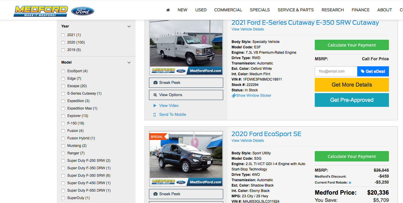 world ford inventory